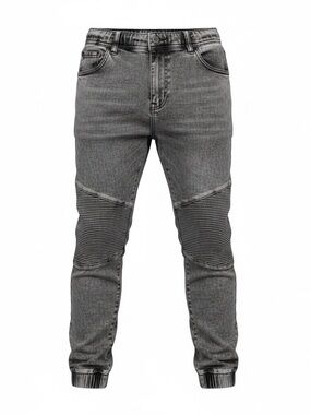 Vision Street Wear Gray Washed Skinny Moto Jeans Ribbed Knee Panels Sz. 28